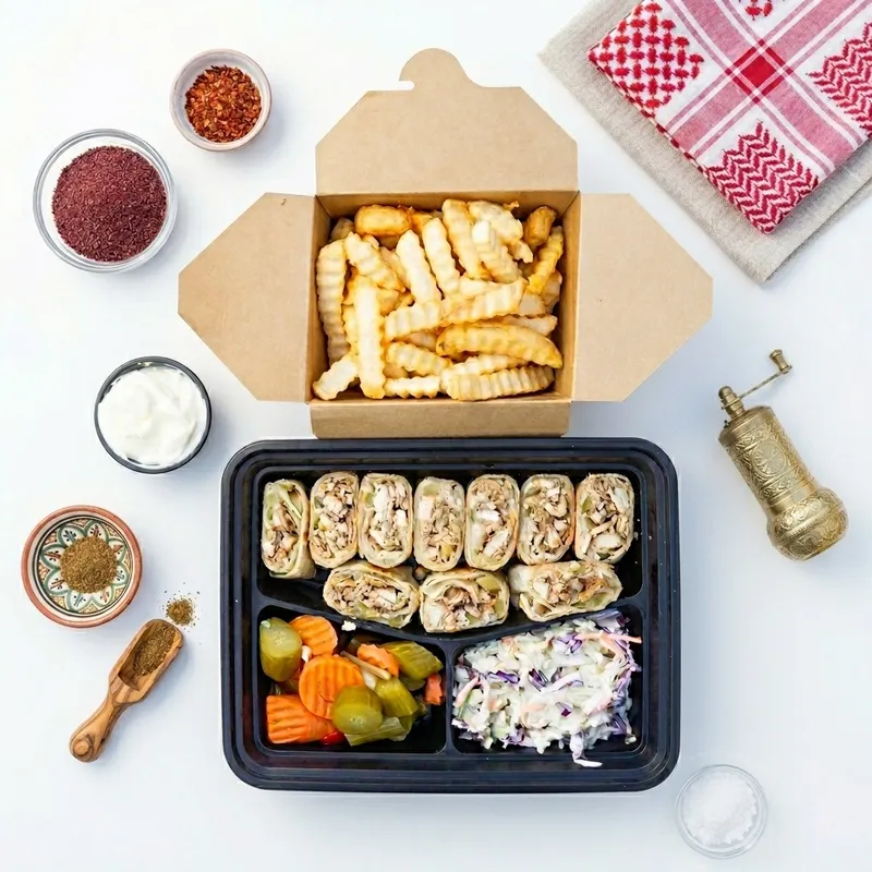 Chicken Shawarma Platter with fries and garlic toum
